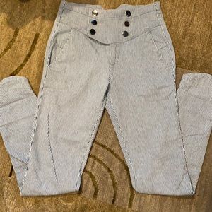 ~Lux~ Sailor Front Blue and White Pinstriped Jeans